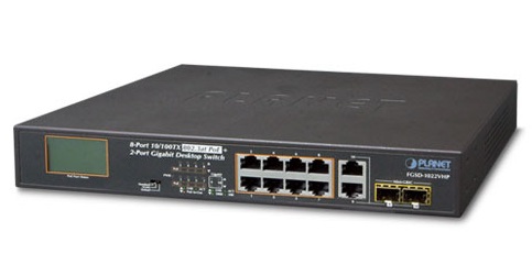 Planet FGSD-1022VHP - Switch 8xPoE + 2xTP/SFP - Przeczniki sieciowe