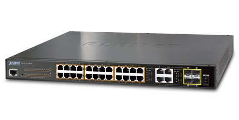 Planet GS-4210-24P4C - Switch 24x10/100/1000T PoE+ 4xTP/SFP - Przełączniki sieciowe